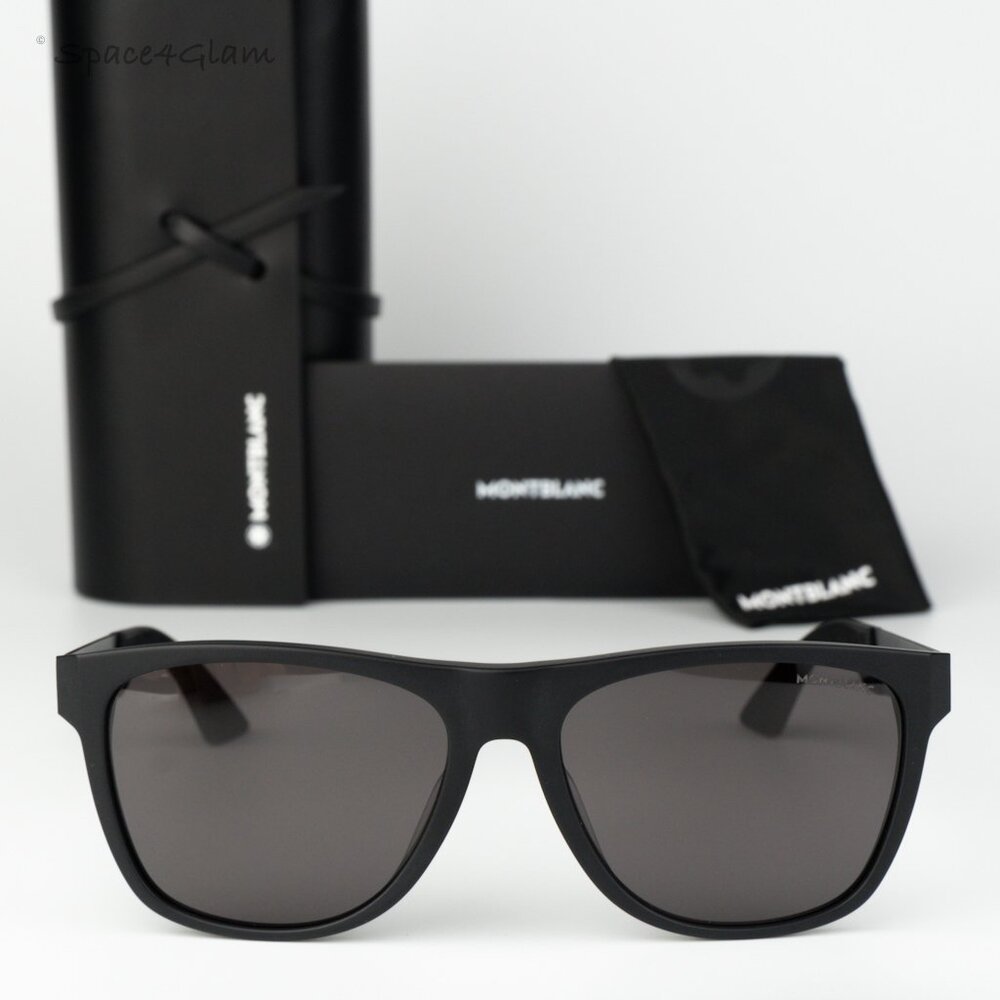 Montblanc Men Sunglasses Matte Black Grey Square MB0298S 001 BRAND NEW